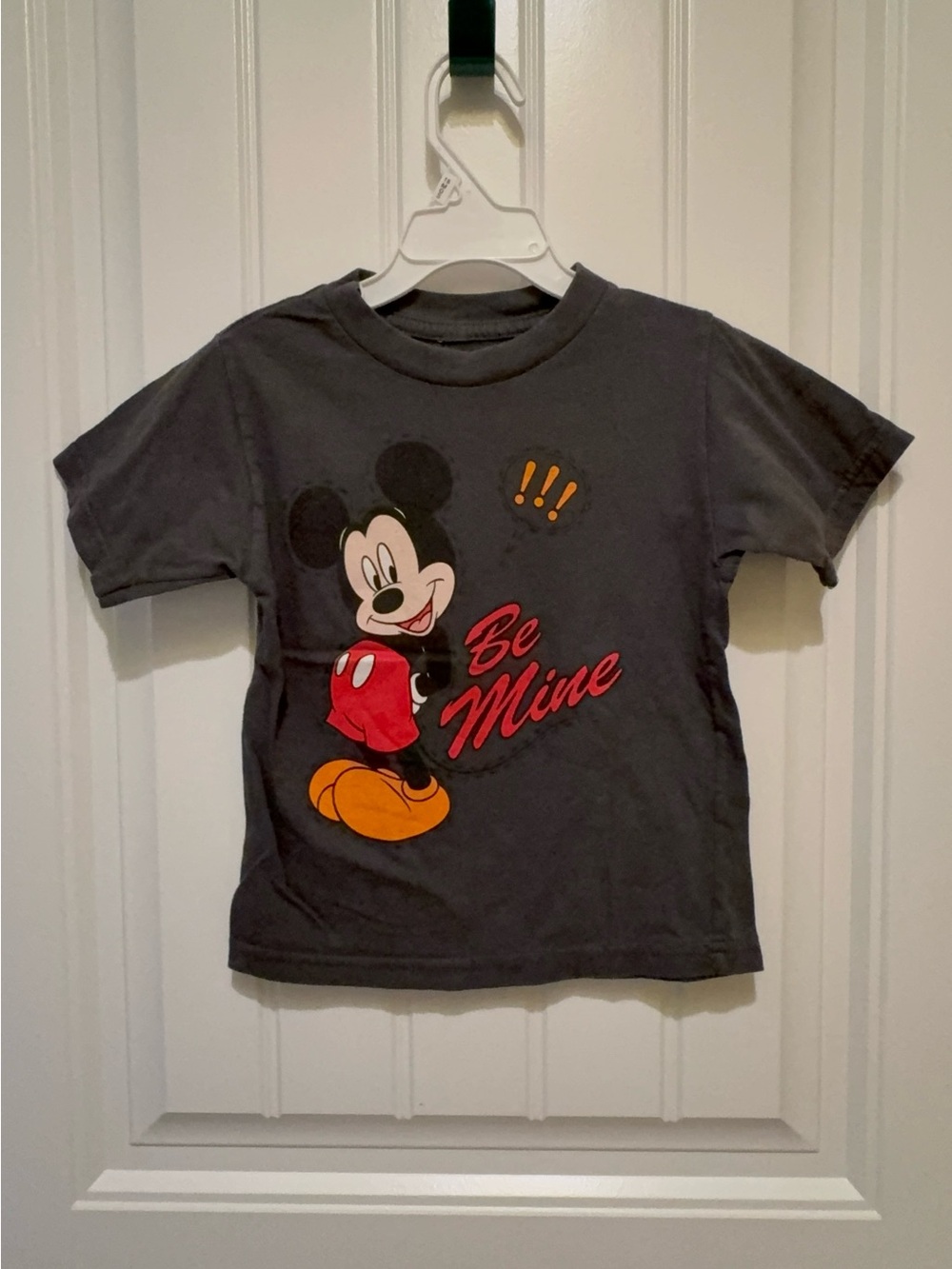 Disney Charcoal Mickey Mouse 'Be Mine' Graphic Tee with Red and Orange Accents